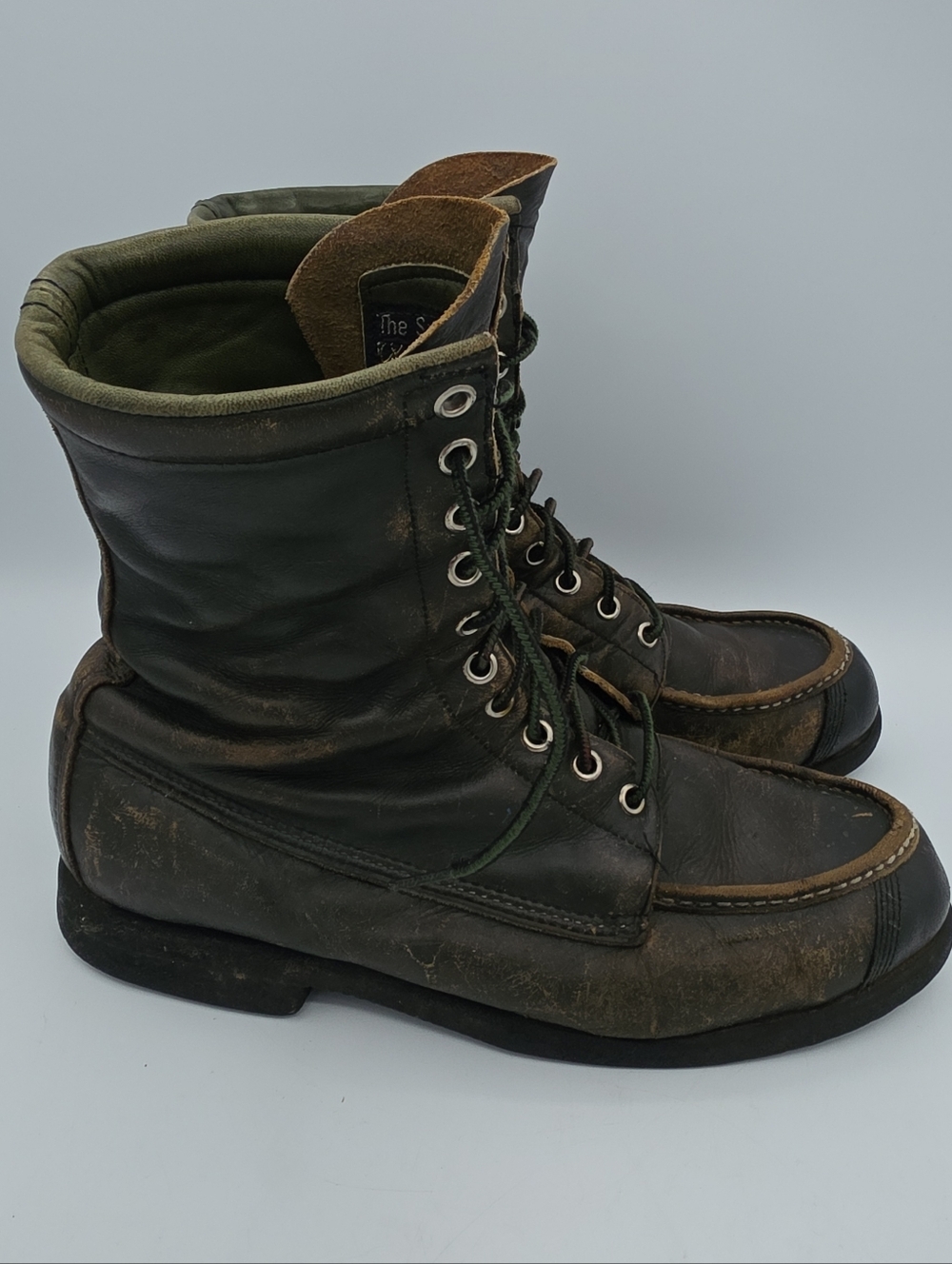 VTG Browning Sportsman Green Leather Light Hiking Hunting Engineer Boot 9 D USA